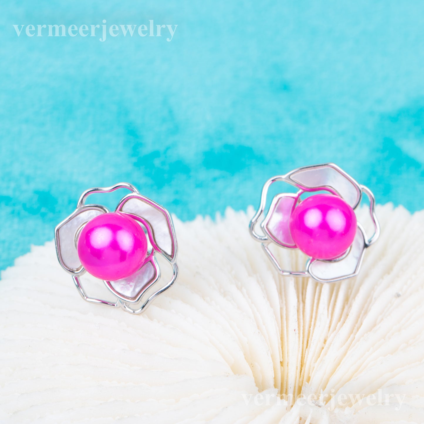 e010812 S925 pearl earring 925 sterling silver DIY 7-8mm Natural Freshwater pearl stud earring for women