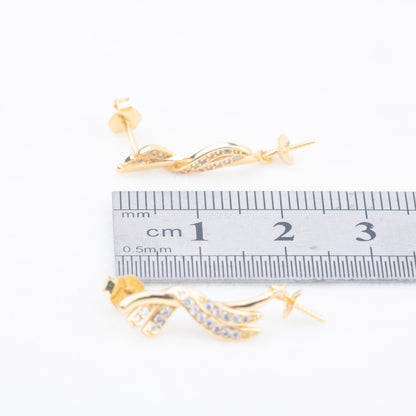 e010762 S925 pearl earring 925 sterling silver DIY 7-8mm Natural Freshwater pearl stud earring for women