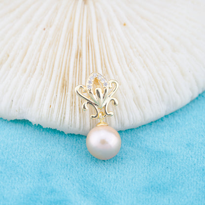 P011049 DIY 6-8mm Natural Freshwater pearl pendant accessory 925 sterling silver engagement jewelry necklace for women