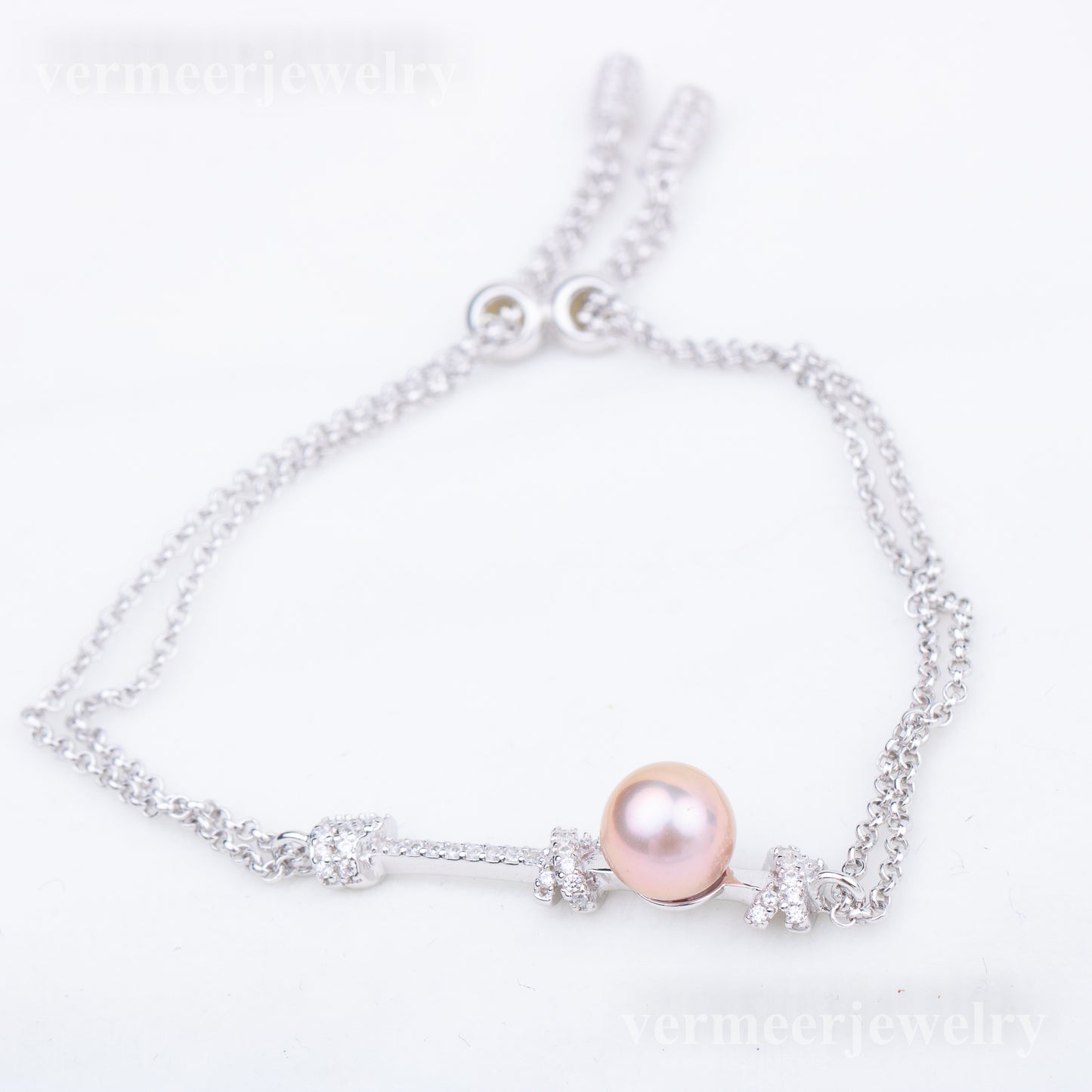 b030204 DIY 7-8mm Natural Freshwater pearl bracelet accessory 925 sterling silver adjustable chain bracelet for women