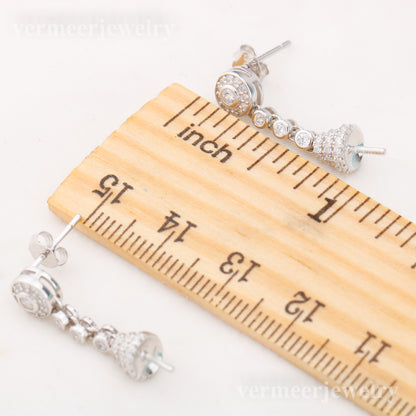 e010862 S925 pearl earring 925 sterling silver DIY 7-8mm Natural Freshwater pearl stud earring for women