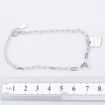 b010213  DIY 7-8mm Natural Freshwater pearl bracelet accessory 925 sterling silver adjustable chain bracelet for women