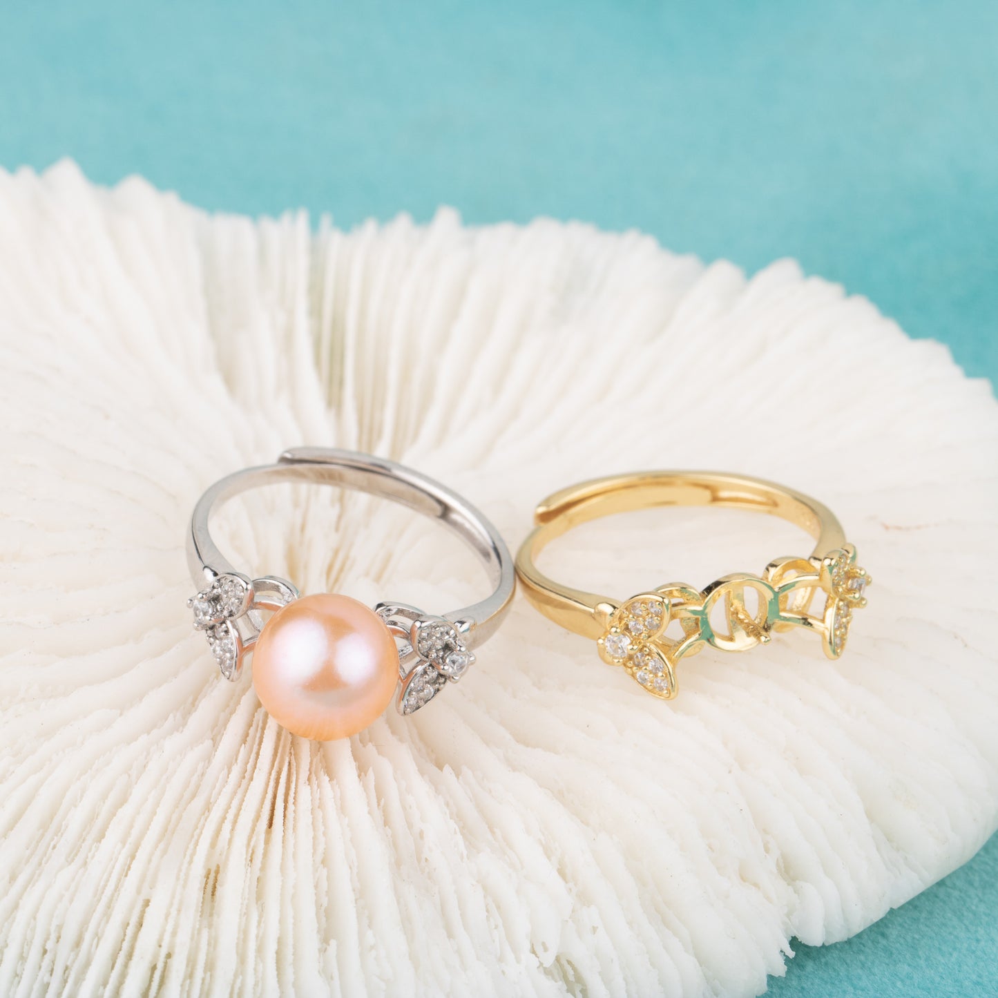 re010646 DIY 9-11mm Natural Freshwater pearl Ring accessory 925 sterling silver Adjustable size engagement ring for women