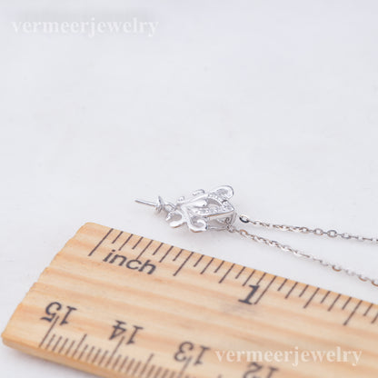 P011049 DIY 6-8mm Natural Freshwater pearl pendant accessory 925 sterling silver engagement jewelry necklace for women