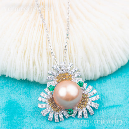 Pe010979 DIY 9-12mm Natural Freshwater pearl pendant accessory 925 sterling silver engagement jewelry necklace for women