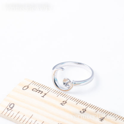 r010871 DIY 6-8mm Natural Freshwater pearl Ring accessory 925 sterling silver Adjustable size engagement jewelry ring for women