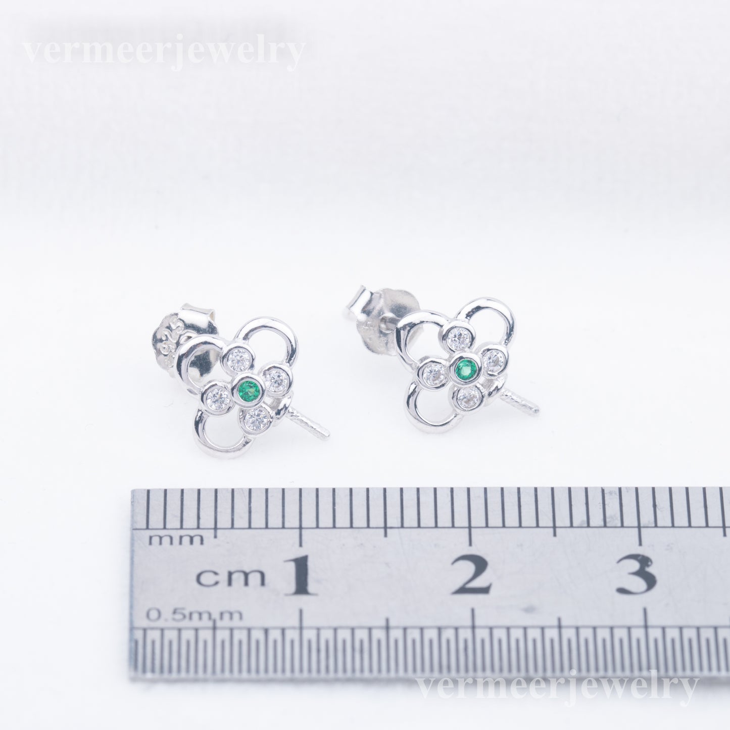 e010750 S925 pearl earring 925 sterling silver DIY 7-8mm Natural Freshwater pearl stud earring for women