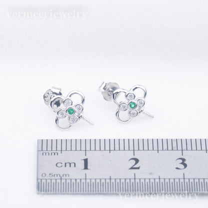 e010750 S925 pearl earring 925 sterling silver DIY 7-8mm Natural Freshwater pearl stud earring for women