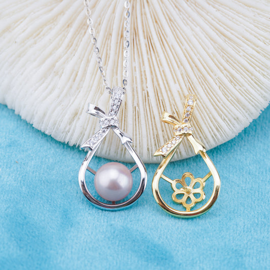 P011042 DIY 6-8mm Natural Freshwater pearl pendant accessory 925 sterling silver engagement jewelry necklace for women