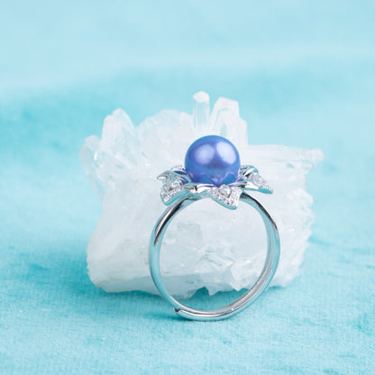 r040484 DIY 7-8mm Natural Freshwater pearl Ring accessory 925 sterling silver Adjustable size engagement jewelry ring for women
