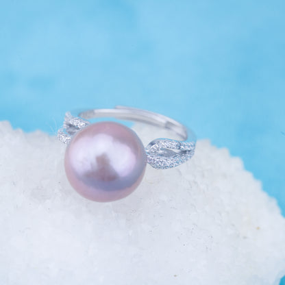 re010945 DIY 9-11mm Natural Freshwater pearl Ring accessory 925 sterling silver Adjustable size engagement ring for women