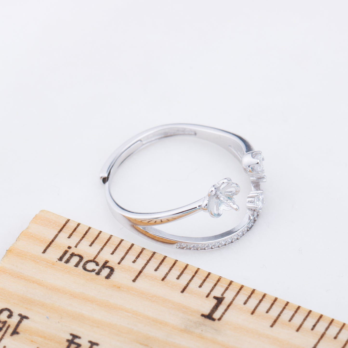 r010909 DIY 6-8mm Natural Freshwater pearl Ring accessory 925 sterling silver Adjustable size engagement jewelry ring for women