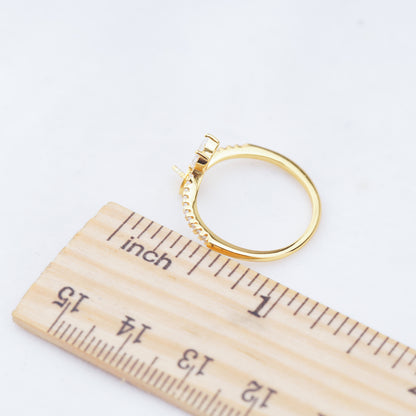 r010932 DIY 6-8mm Natural Freshwater pearl Ring accessory 925 sterling silver Adjustable size engagement jewelry ring for women