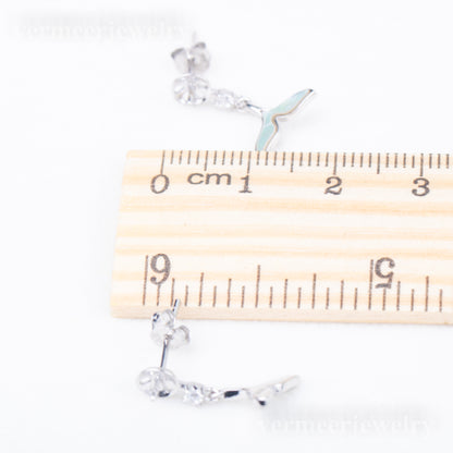 e010802 S925 pearl earring 925 sterling silver DIY 7-8mm Natural Freshwater pearl stud earring for women