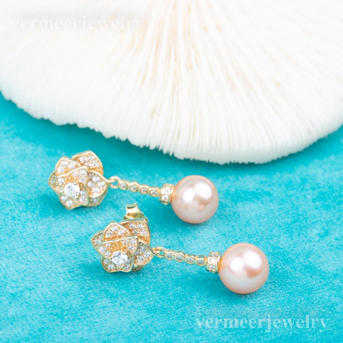 e010824 S925 pearl earring 925 sterling silver DIY 7-8mm Natural Freshwater pearl stud earring for women