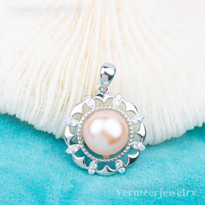 P120937 DIY 9-13mm Natural Freshwater pearl pendant accessory 925 sterling silver engagement jewelry necklace for women
