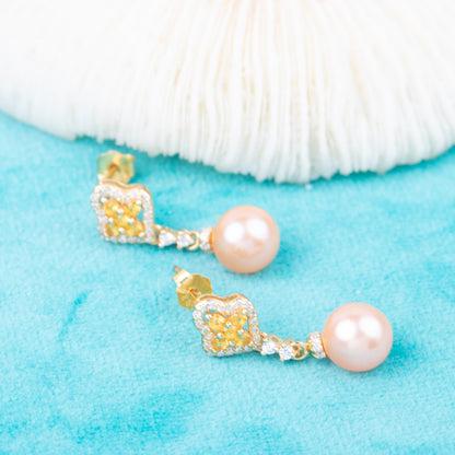 e010808 S925 pearl earring 925 sterling silver DIY 7-8mm Natural Freshwater pearl stud earring for women