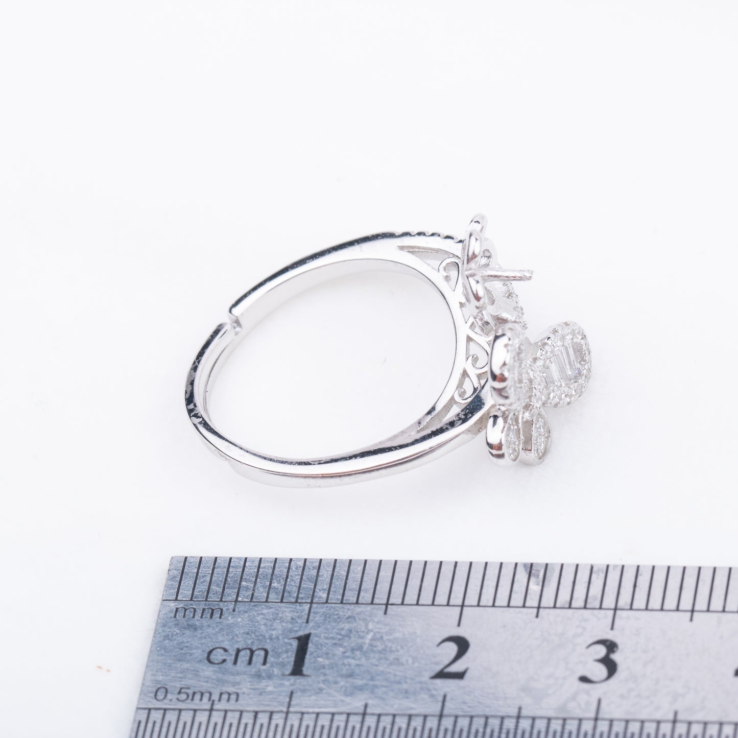 r010697 DIY 7-8mm Natural Freshwater pearl Ring accessory 925 sterling silver Adjustable size engagement jewelry ring for women