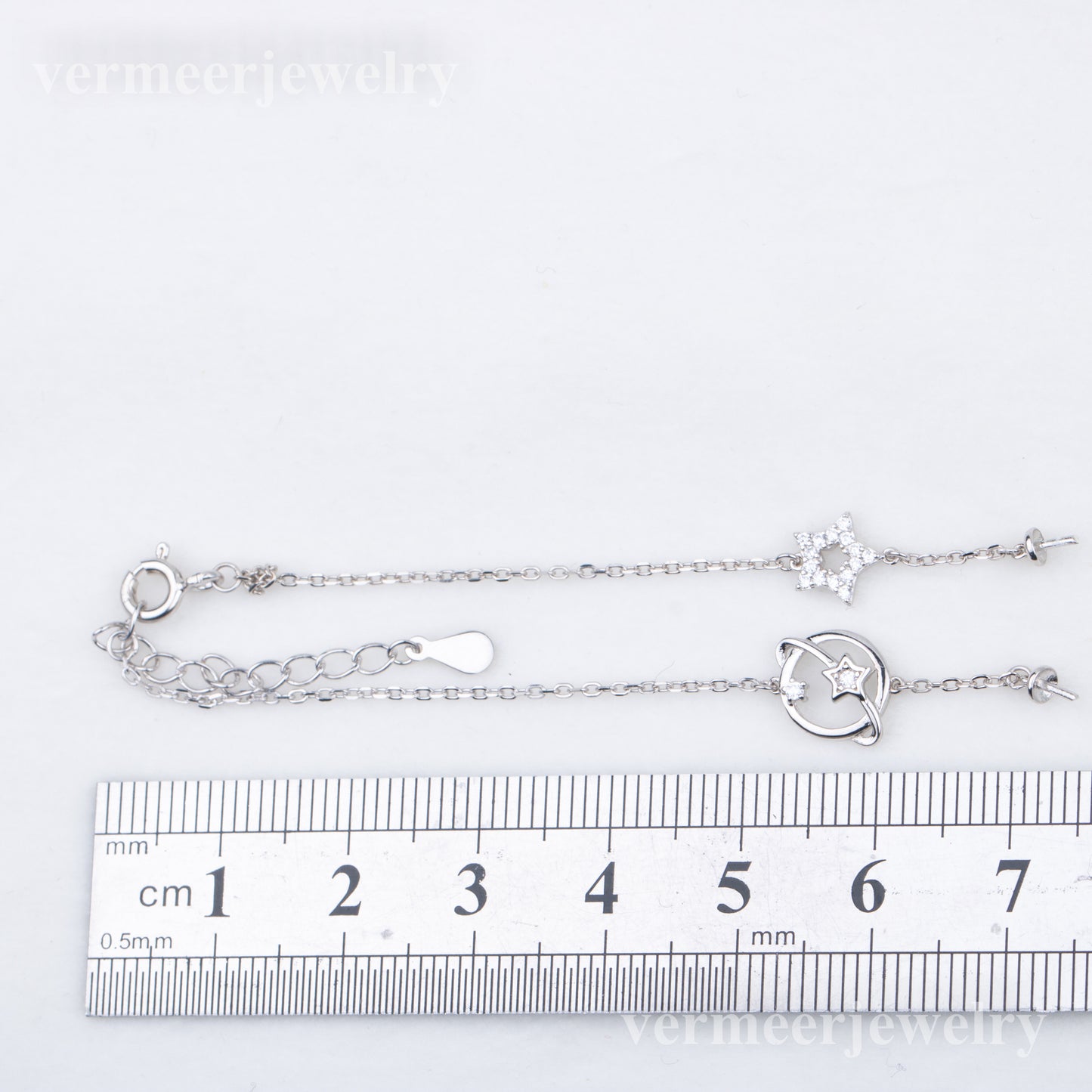 b010210  DIY 7-8mm Natural Freshwater pearl bracelet accessory 925 sterling silver adjustable chain bracelet for women