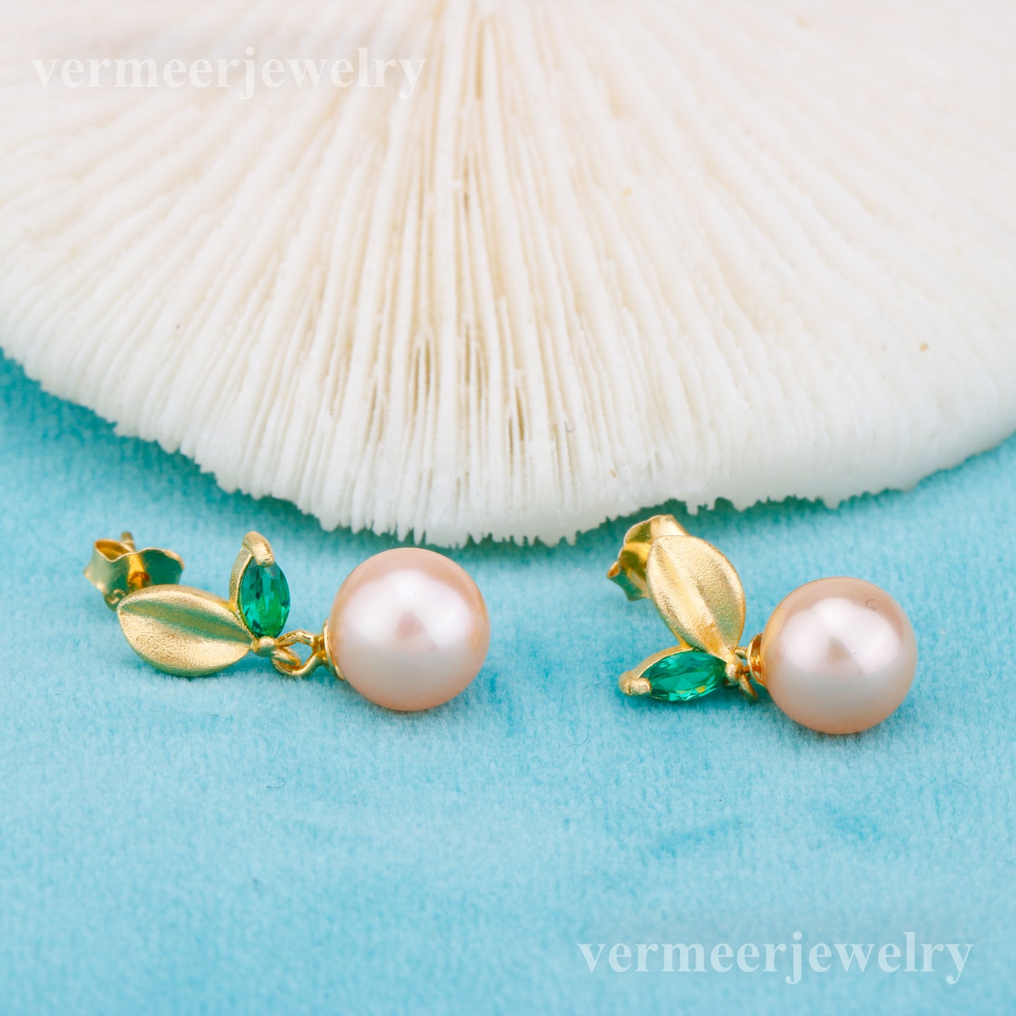 e010880 S925 pearl earring 925 sterling silver DIY 7-8mm Natural Freshwater pearl stud earring for women