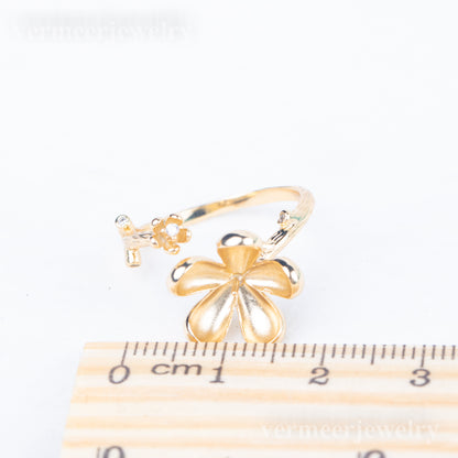 r010838 DIY 7-8mm Natural Freshwater pearl Ring accessory 925 sterling silver Adjustable size engagement jewelry ring for women