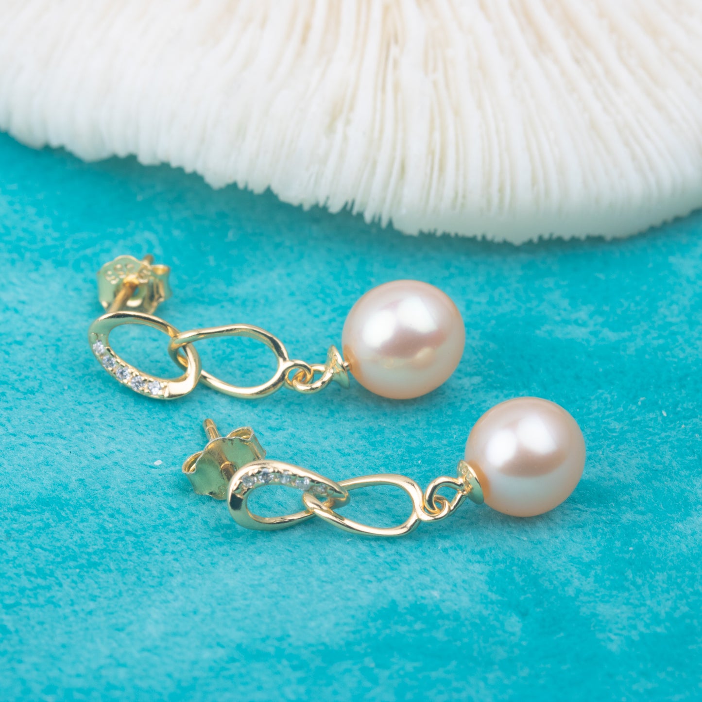 e010772 S925 pearl earring 925 sterling silver DIY 7-8mm Natural Freshwater pearl stud earring for women