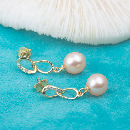 e010772 S925 pearl earring 925 sterling silver DIY 7-8mm Natural Freshwater pearl stud earring for women