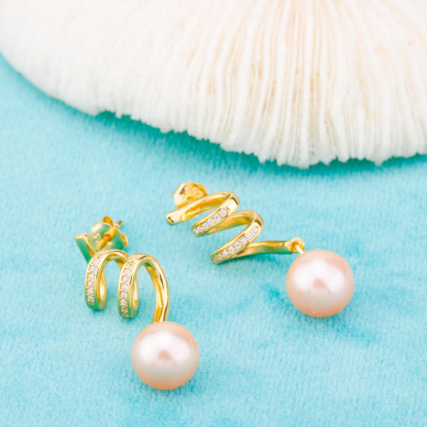 e010856 S925 pearl earring 925 sterling silver DIY 7-8mm Natural Freshwater pearl stud earring for women