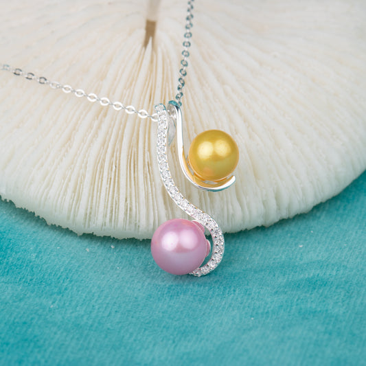 P030673 DIY 7-9mm Natural Freshwater pearl pendant accessory 925 sterling silver engagement jewelry necklace for women