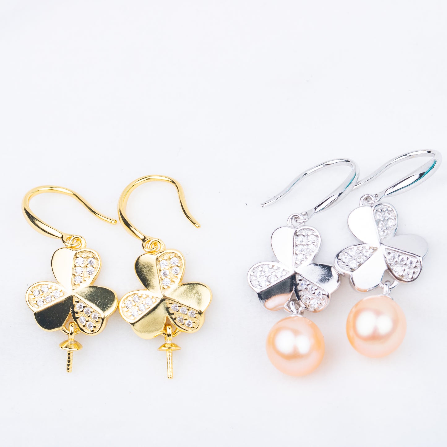 e010709 S925 pearl earring 925 sterling silver DIY 7-8mm Natural Freshwater pearl stud earring for women