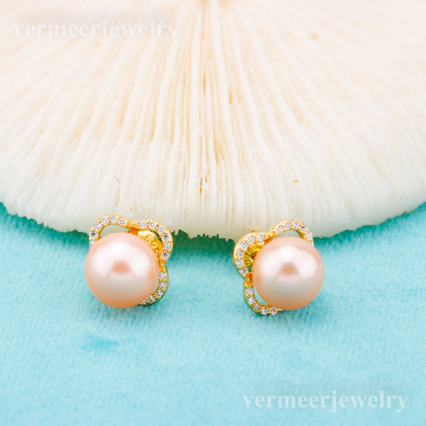 e010868 S925 pearl earring 925 sterling silver DIY 7-8mm Natural Freshwater pearl stud earring for women