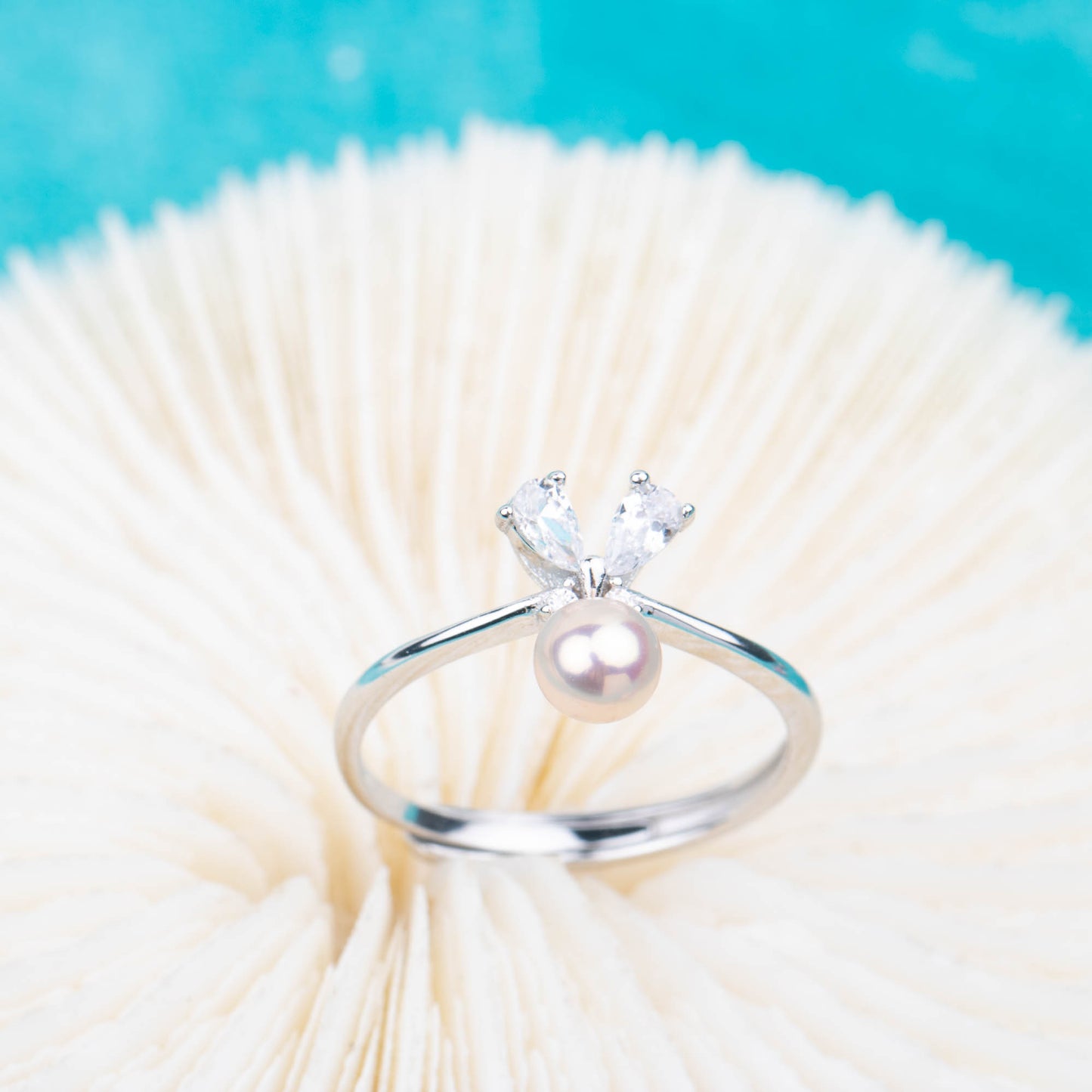 r030797 DIY 7-8mm Natural Freshwater pearl Ring accessory 925 sterling silver Adjustable size engagement jewelry ring for women