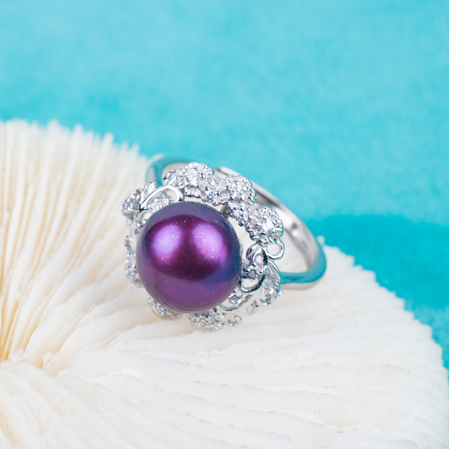 r010824 DIY 7-8mm Natural Freshwater pearl Ring accessory 925 sterling silver Adjustable size engagement jewelry ring for women