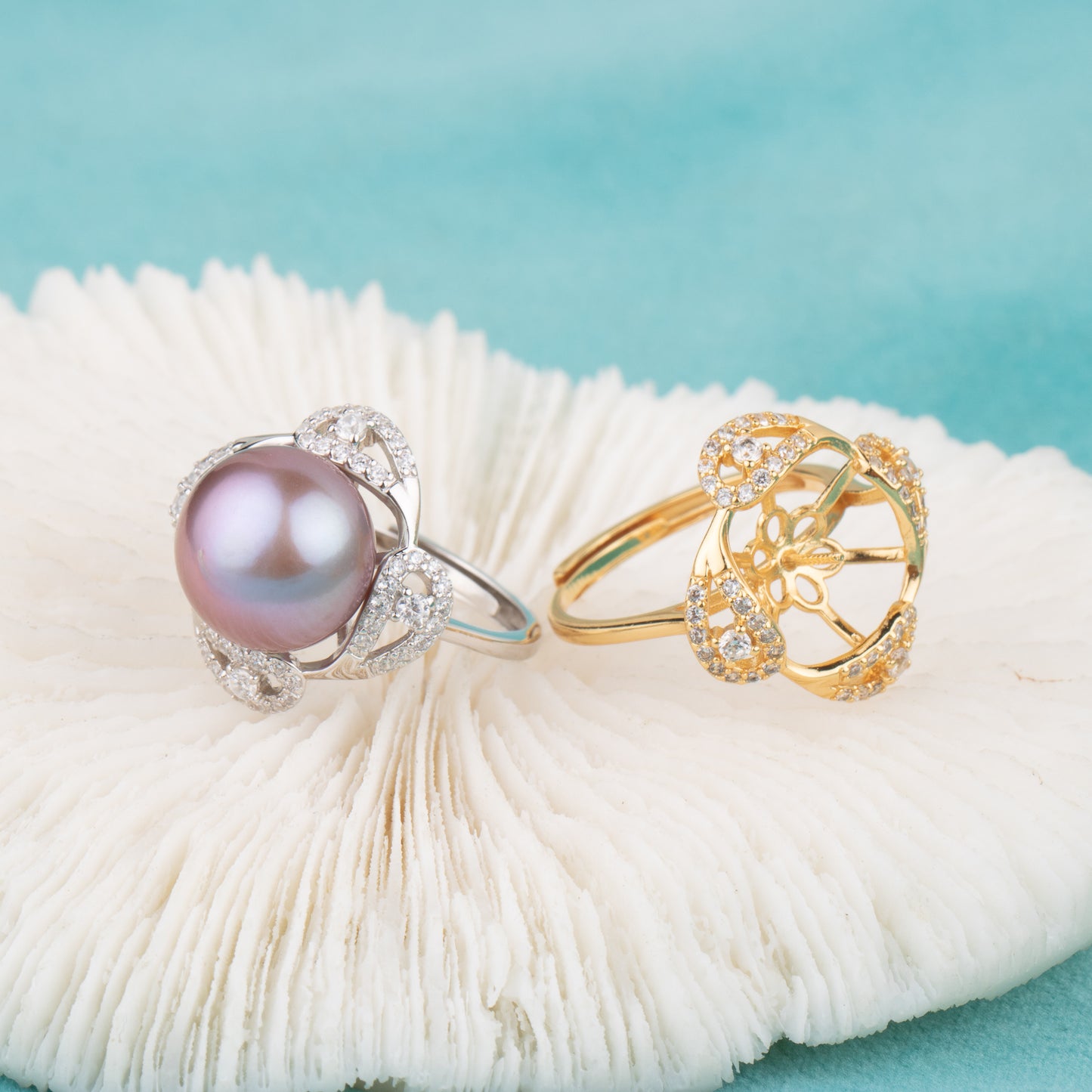 re010660 DIY 9-11mm Natural Freshwater pearl Ring accessory 925 sterling silver Adjustable size engagement ring for women