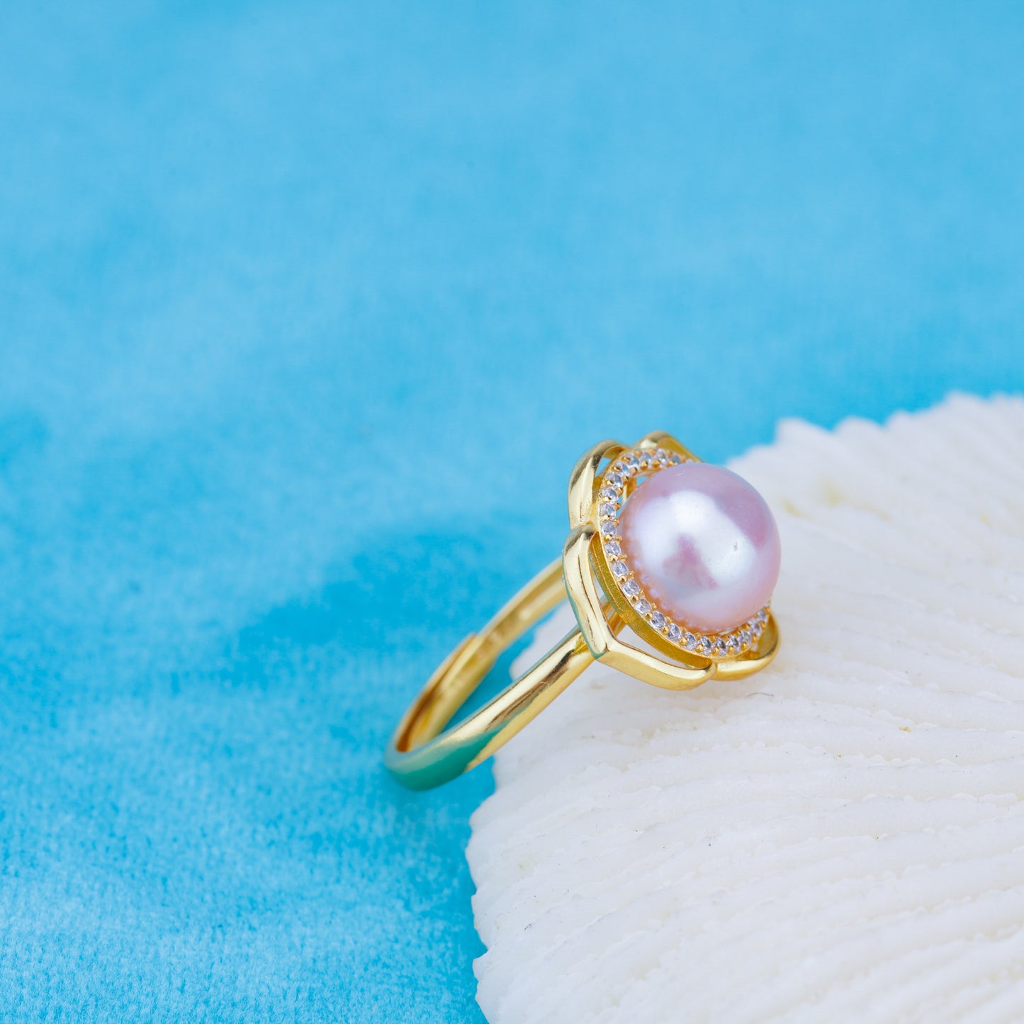 r010923 DIY 6-8mm Natural Freshwater pearl Ring accessory 925 sterling silver Adjustable size engagement jewelry ring for women