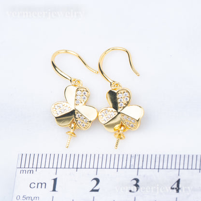 e010709 S925 pearl earring 925 sterling silver DIY 7-8mm Natural Freshwater pearl stud earring for women