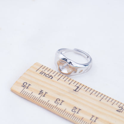 r010963 DIY 6-8mm Natural Freshwater pearl Ring accessory 925 sterling silver Adjustable size engagement jewelry ring for women