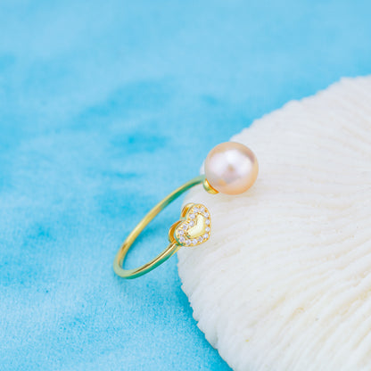 r010918 DIY 6-8mm Natural Freshwater pearl Ring accessory 925 sterling silver Adjustable size engagement jewelry ring for women