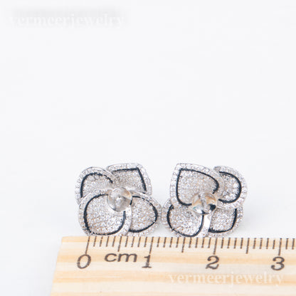 e010814 S925 pearl earring 925 sterling silver DIY 7-8mm Natural Freshwater pearl stud earring for women