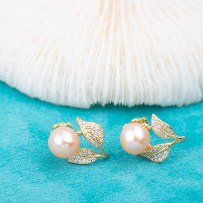 e010783 S925 pearl earring 925 sterling silver DIY 7-8mm Natural Freshwater pearl stud earring for women