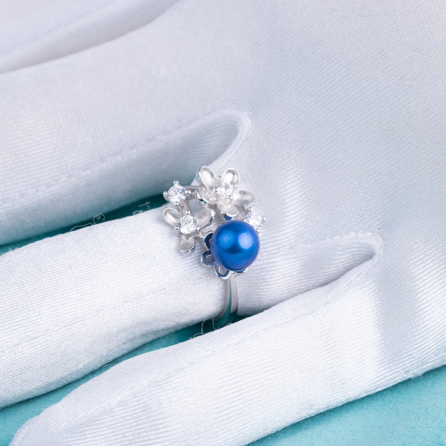 r010458  DIY 7-8mm Natural Freshwater pearl Ring accessory 925 sterling silver Adjustable size engagement jewelry ring for women