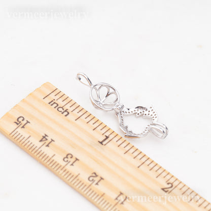 C030105 sterling silver Freshwater pearl cage pendant necklace jewelry locket for pearl party