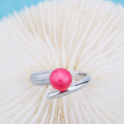 r010906 DIY 6-8mm Natural Freshwater pearl Ring accessory 925 sterling silver Adjustable size engagement jewelry ring for women