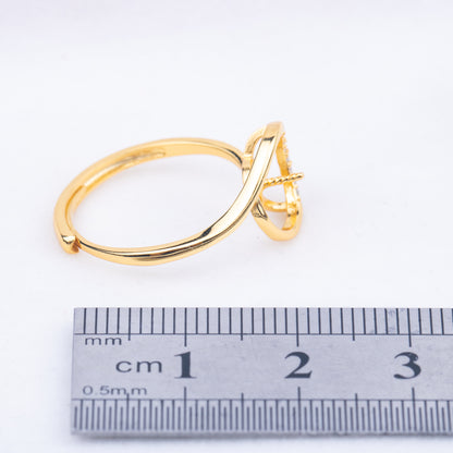 r010759 DIY 7-8mm Natural Freshwater pearl Ring accessory 925 sterling silver Adjustable size engagement jewelry ring for women