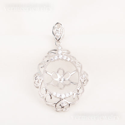Pe010793 DIY 9-12mm Natural Freshwater pearl pendant accessory 925 sterling silver engagement jewelry necklace for women