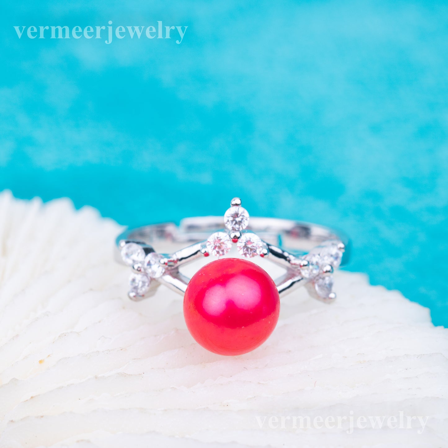 r010756 DIY 7-8mm Natural Freshwater pearl Ring accessory 925 sterling silver Adjustable size engagement jewelry ring for women