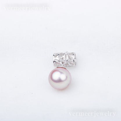 P010839 DIY 7-9mm Natural Freshwater pearl pendant accessory 925 sterling silver engagement jewelry necklace for women