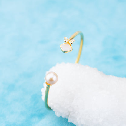 b010234  DIY 7-8mm Natural Freshwater pearl bracelet accessory 925 sterling silver adjustable chain bracelet for women