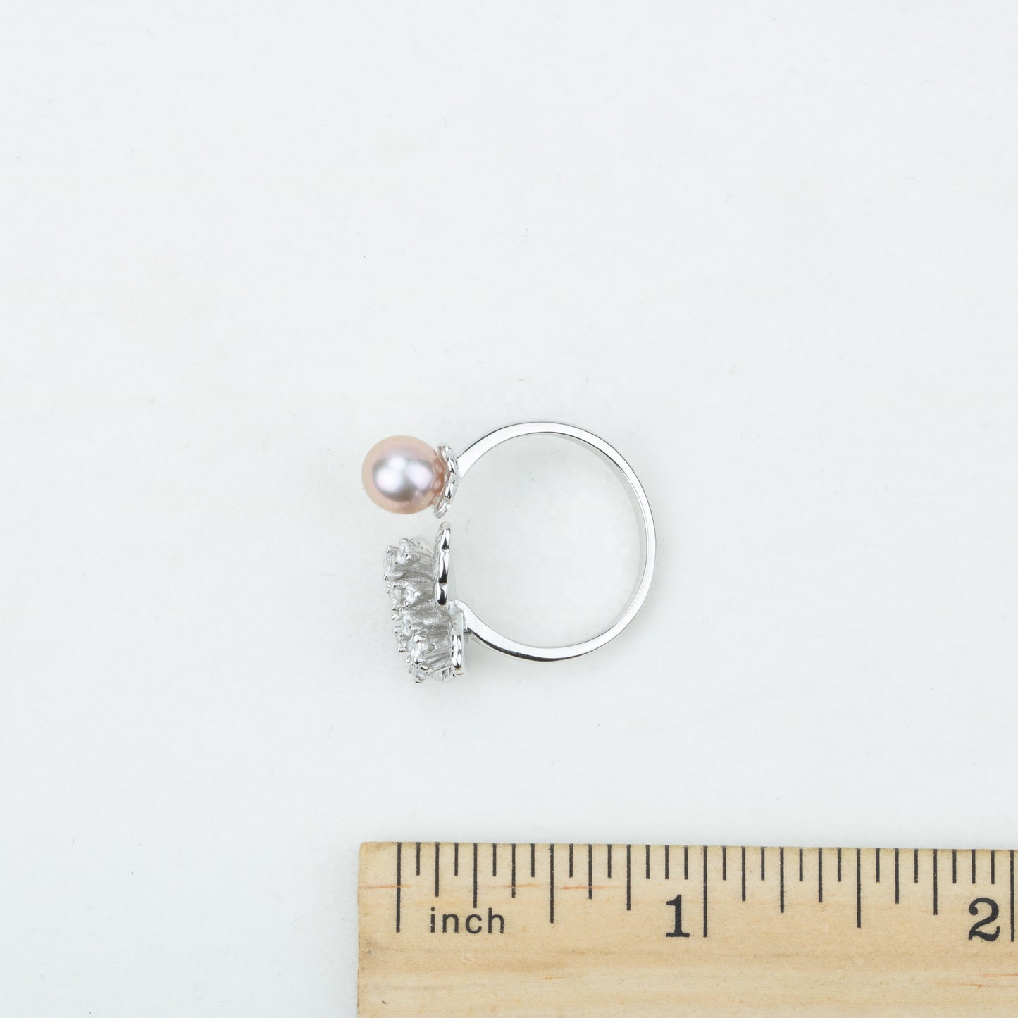 r030508 DIY 7-8mm Natural Freshwater pearl Ring accessory 925 sterling silver Adjustable size engagement jewelry ring for women