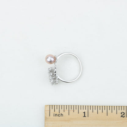 r030508 DIY 7-8mm Natural Freshwater pearl Ring accessory 925 sterling silver Adjustable size engagement jewelry ring for women